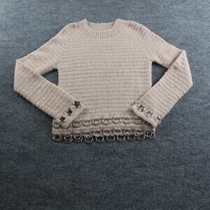 Rachel Comey Sweater Womens Medium Alpaca Crewneck Beige O Ring Grommet Trim